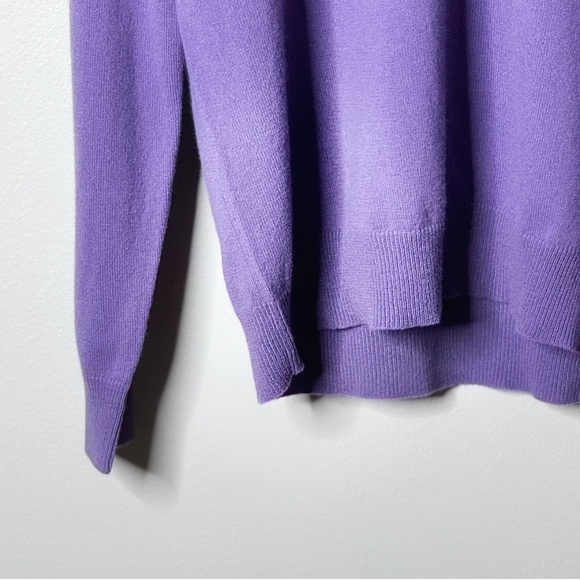 Ralph Lauren Cashmere Sweater V- Neck Purple Banded Bottom Size Large - Picture 5 of 14